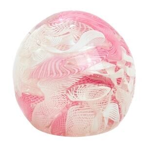 VTG Round Pink And White Paperweight 2.25 Inches Beautiful Very Good Condition